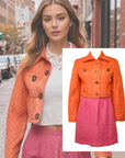 Emanuel Ungaro Quilted Crop Blazer Skirt Suit